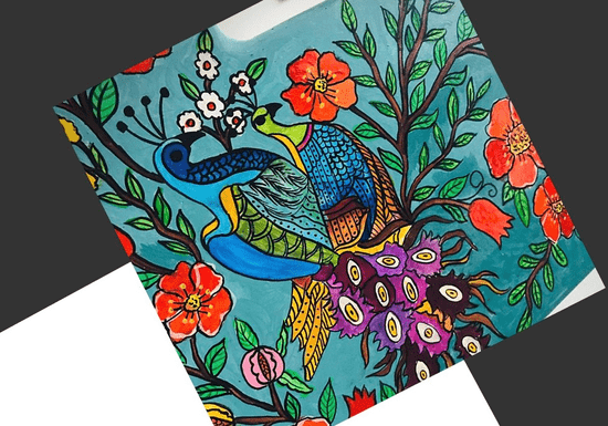DIY Folk Painting on Mirror Frame